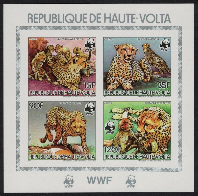 Upper Volta WWF Cheetah Souvenir Sheet imperf 1984 MNH SG#723-726