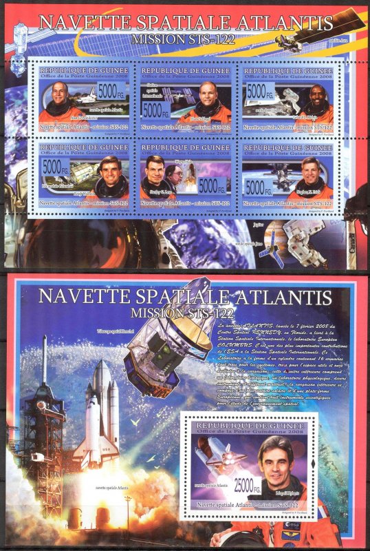Guinea 2008 Space Atlantis Mission STS - 122  Sheet + S/S MNH
