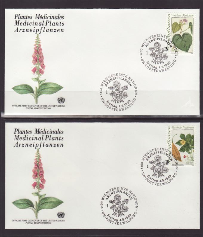 UN Vienna 101-102 Medicinal Plants Geneva S/2 U/A FDC