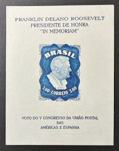 Brazil 1949 #c76a S/S NO WMK, FDR, MNH, CV $30