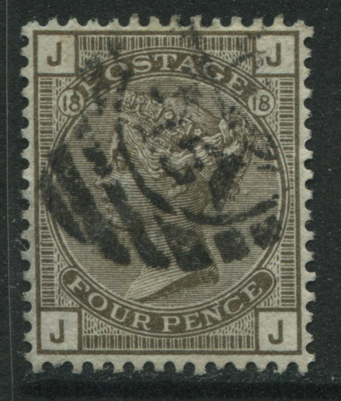 1881 4d brown Plate 18 JJ struck by a London numeral (41)