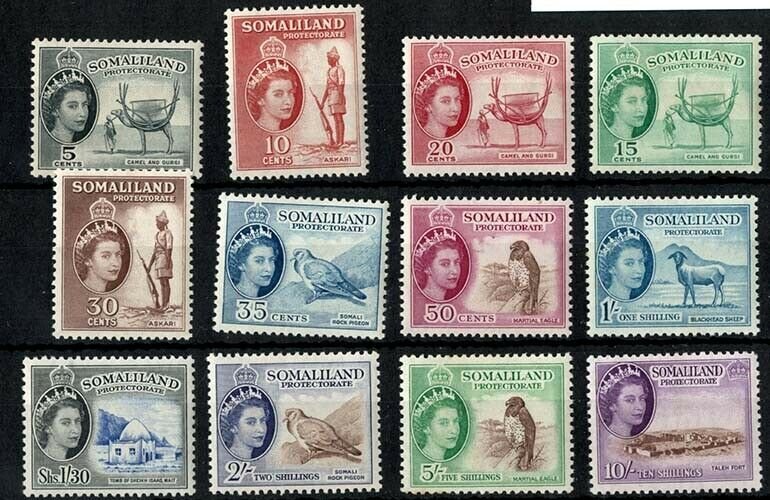 Somaliland 1953 5c - 10s set of 12 f mint sg137-48 c£120 [ref 272/2749 sa/8y08