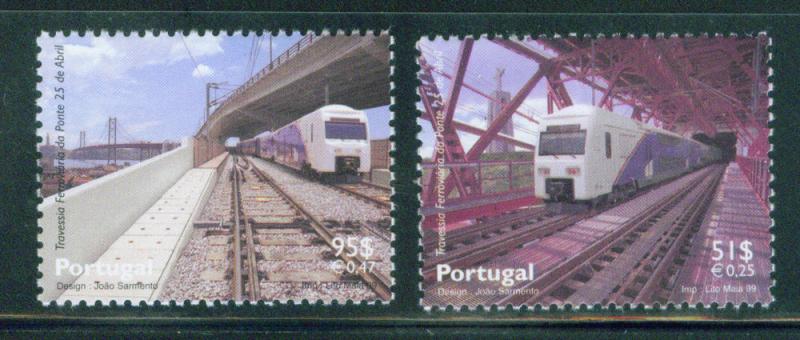 Portugal Scott 2313-4 MNH** Train Stamps