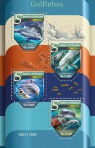 Sao Tome & Principe 2015 MNH Marine Animals Stamps Dolphins Dolphin 4v M/S