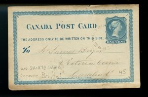 ?W.O. SKIKTEHAWK. N.B. WAY OFFICE double split ring,1876 renamed Bristol Canada