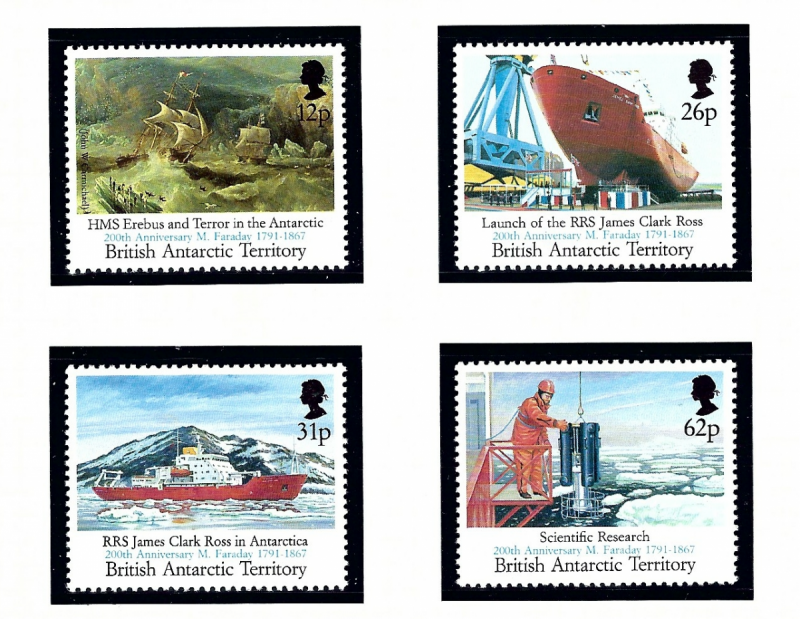 British Antarctic Territory 188-91 MNH 1991 Inscribed in blue