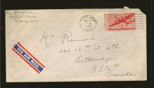 USA SC#C25 on PM 1944 Portland Oreg Cover Used Cover is Faulty