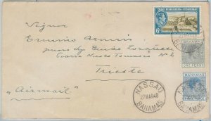 56279  - BAHAMAS -  POSTAL HISTORY: 10 p rate on COVER to Trieste ITALY 1948