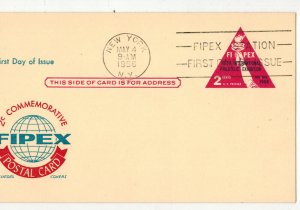 1956 FIPEX UX44 POSTAL CARD & TRIANGLE EXHIBITION STAMP FLUEGEL & FIPEX STATION