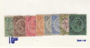 BRITISH HONDURAS # 92-99 VF-USED  1922-23 KING GEORGE V  CAT VALUE $27