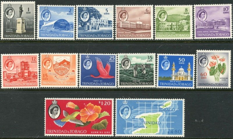 TRINIDAD & TOBAGO Sc#89-102 1960 QEII 2nd Definitives Complete Set OG Mint LH 