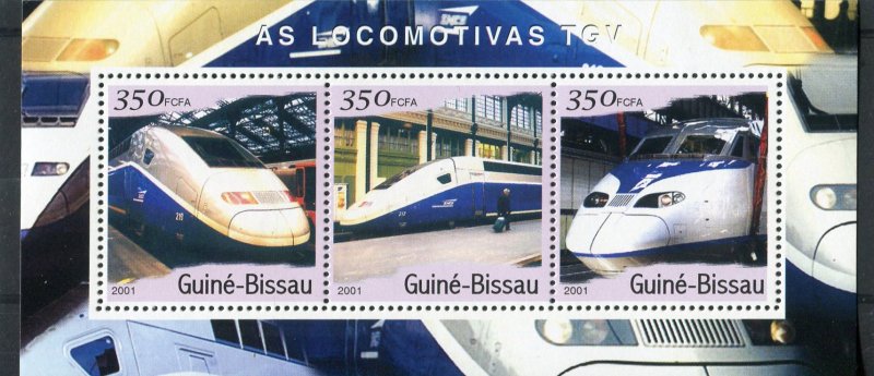 Guinea-Bissau 2001 FRENCH TGV TRAINS Sheet Perforated Mint (NH)