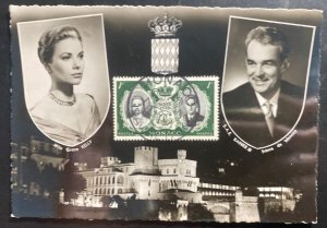 1956 Monaco First Day RPPC Postcard Cover Royal Wedding Prince Rainer & Grace