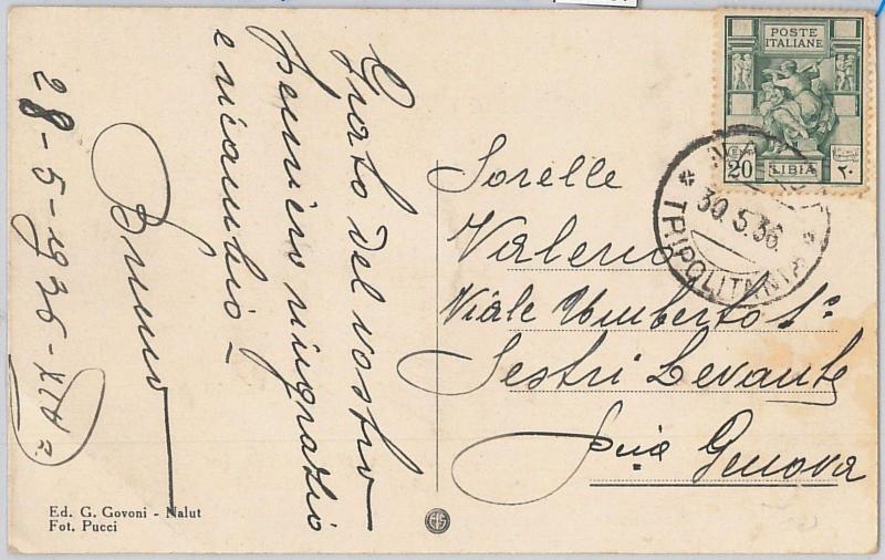 53667 - ITALY COLONIES: LIBIA - POSTCARD with cancellation NALUT type 4 1936-