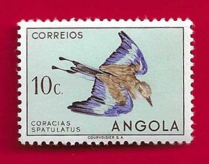 ANGOLA SCOTT#334 1951 10c RACKET-TAILED ROLLER - MNH