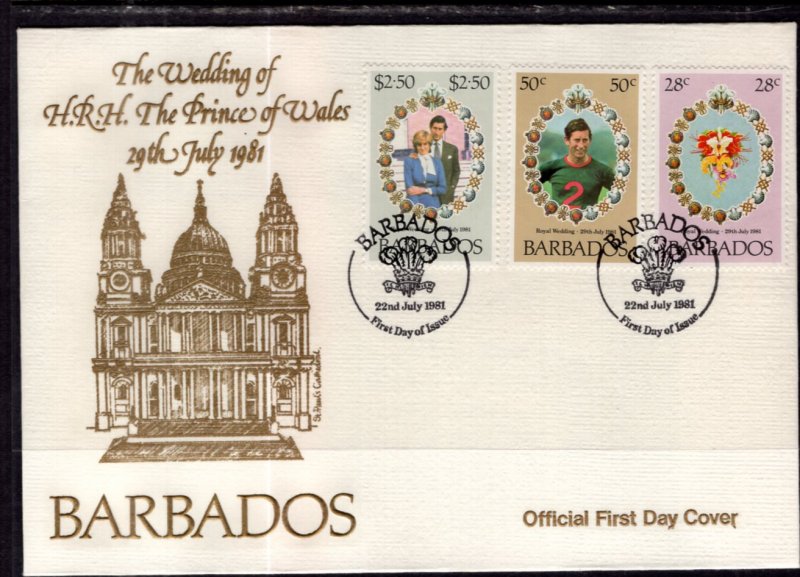 Barbados 547-549 Royal Wedding U/A FDC