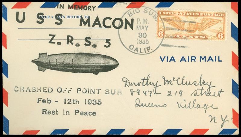 5/30/35 USS MACON UNLISTED Memorial Day, CRASHED OFF POINT SUR / BIG SUR, R.I.P.