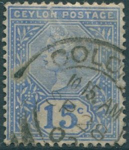 Ceylon 1899 SG261 15c blue QV #1 FU (amd)