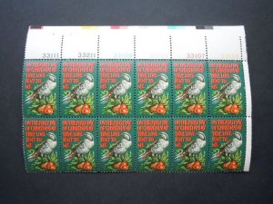 #1445 8c Christmas Partridge Plate Block of 12 MNH OG VF Incs New Mount