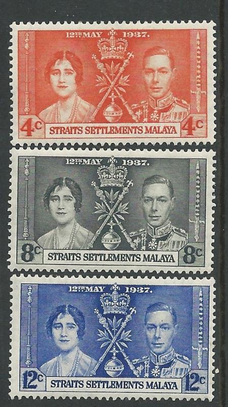 Straits Settlements # 235-37 Geo VI Coronation (3)  Unused VF