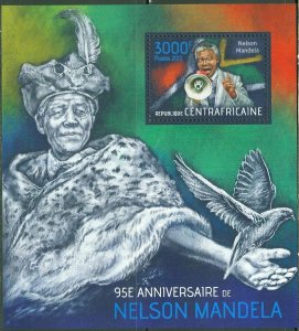 Central Africa 2013 - Nelson Mandela, 95th Anniversary - Souvenir Sheet - MNH