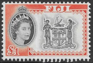 Fiji Scott 189 MNH £1 orange and black Arms of Fiji issue of 1964, QEII