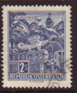 Austria 1968 Sc#696 2s Blue Klagenfurt Fountain USED-VF-NH.