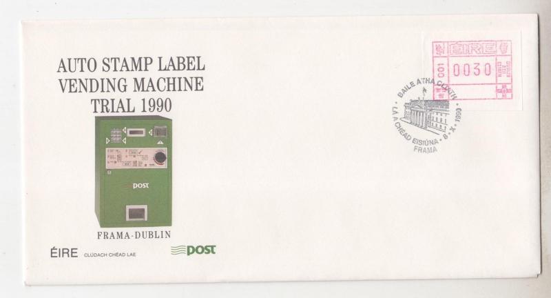 IRELAND, 1990 Automated Vending Machine Trial set 3 unaddressed First Day Covers