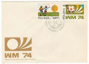 Poland 1974 FDC Stamps Scott 2036-2037 Sport Football Soccer World Cup Champions