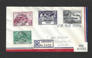 UK MONTSERRAT 1949 REGISTERED UPC SET OF FDC MONSERRAT TO COLOMBIA PA.