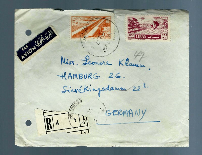 LEBANON 1967, RARE REGISTRATION LABEL “ 4 ” COVER TO GERMANY