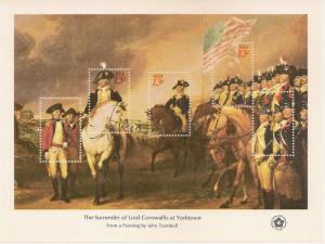 US 1686 The Surrender of Lord Cornwalls at Yorktown 13c sheet MNH 1976