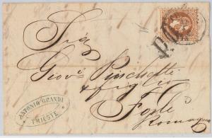 51180 - AUSTRIA - POSTAL HISTORY: UNIFICATO 36a COVER FRONT from TRIEST to FORLI