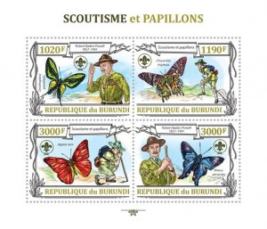 BURUNDI - 2013 - Scouts & Butterflies - Perf 4v Sheet - Mint Never Hinged