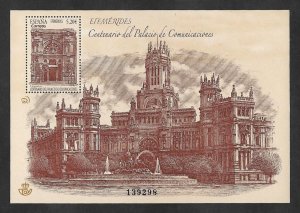 SD)2019 SPAIN CENTENARY OF THE COMMUNICATIONS PALACE, CIBELES, SOUVENIR SHEET