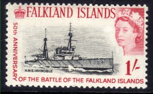 Falkland Islands 1964 QE2 1/-d HMS Invincible Umm SG 217 ( L503 )