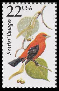 US 2306 North American Wildlife Scarlet Tanager 22c single MNH 1987