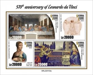 Sierra Leone - 2022 Artist Leonardo da Vinci - 4 Stamp Sheet - SRL220153a