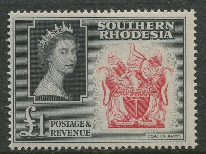 Southern Rhodesia- Scott 94 -QEII Definitives -1953- MVLH-Single 1 Pound Stamp