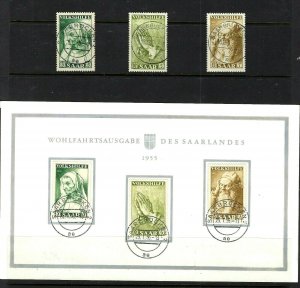 JASTAMPS: SAAR 1955 SET B105-B107 AND PRESENTATION CARD SUPERB USED 