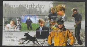 ASCENSION SGMS805 2000 18th BIRTHDAY OF PRINCE WILLIAM  MNH