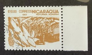 Nicaragua 1983 Scott 1305 CTO -  10.00 C$,  Agrarian Reform, Bananas