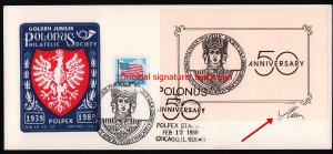 Polonus 50th Anniversary USA Poland 1989 cover signed Cz Słania Slania