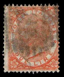 1863-77 ITALY #23 KING VICTOR EMMANUEL - WMK 140 - USED - VF - CV$125  (E#1646)