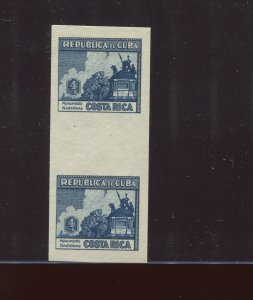 CUBA 346P VARIETY 1937 4c Costa Rica Imperf Blue Plate Proof Gutter Pair