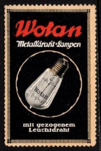 Vintage Germany Poster Stamp Wotan Candle Lamps With Carbon Filament