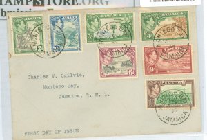 Jamaica  1938 Royalty, King George VI, FDC with 7 from Set