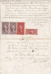 1866 Mortgage from New York, R75c, R82c & R84c X 2 (12095)