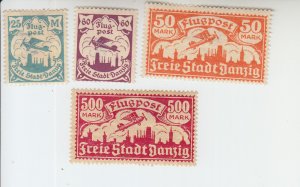 1921-23 Danzig Miscel Airs (Scott C6,C14,C18, C21, C22) MHR