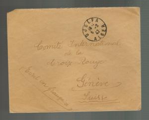 1942 Djelfa French Algeria Internment Camp cover to Red Cross Geneva Switzerland